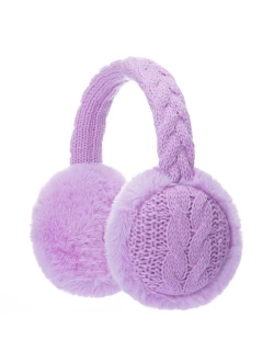 BUTITNOW Winter Knit EarMuffs for Kids Warm Furry Girls Ear Muffs Plush Toddler Ear Warmers Outdoor Ear Covers