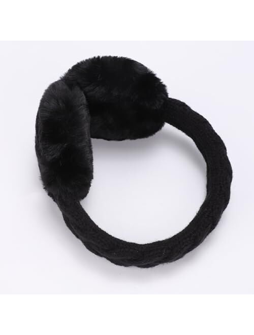 BUTITNOW Winter Knit EarMuffs for Kids Warm Furry Girls Ear Muffs Plush Toddler Ear Warmers Outdoor Ear Covers