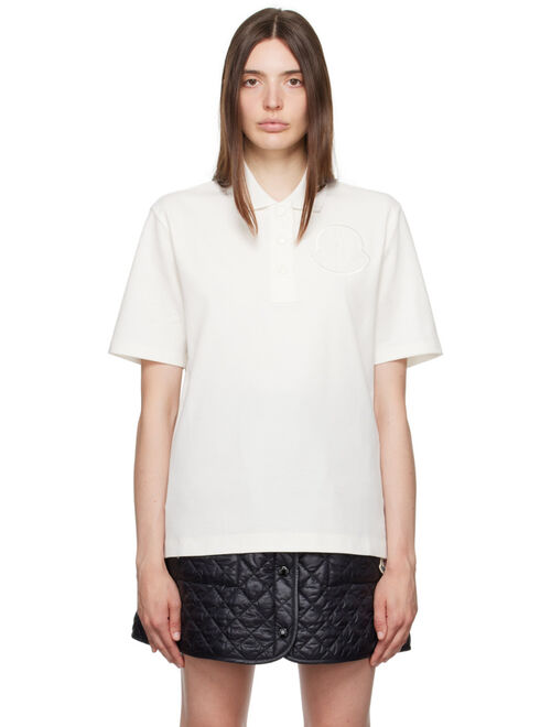 MONCLER White Embroidered Polo