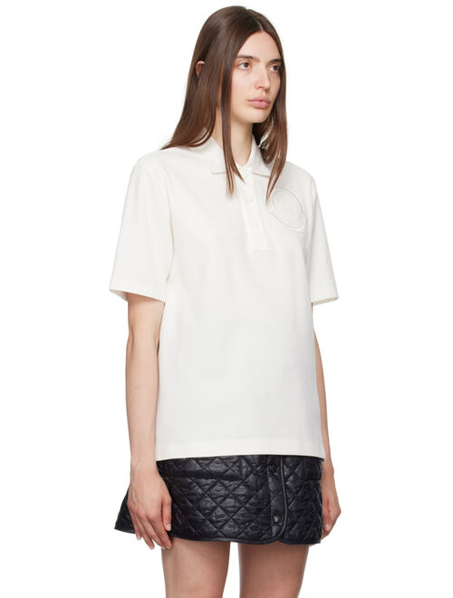 MONCLER White Embroidered Polo