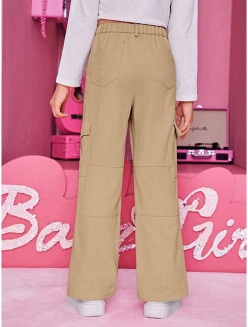 SHEIN Tween Girl Flap Pocket Side Cargo Pants