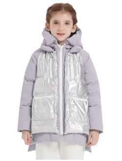 Boys and Girls' Hooded Down Jacket Shiny Down Coat Water-resistant Puffer Jacket Warm Winter Outerwear for Kids