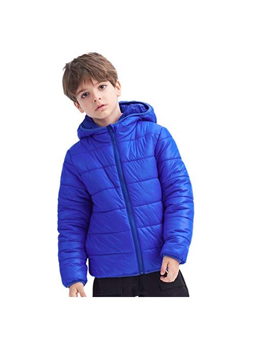 Ikali Kids Winter Coats, Spring Light Weight Packable Puffer Jacket with Hood Pockets for Girls Boys Outwear Clothes (2-12Y)