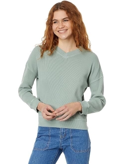 Waffle Knit Boxy Sweatshirt Tee