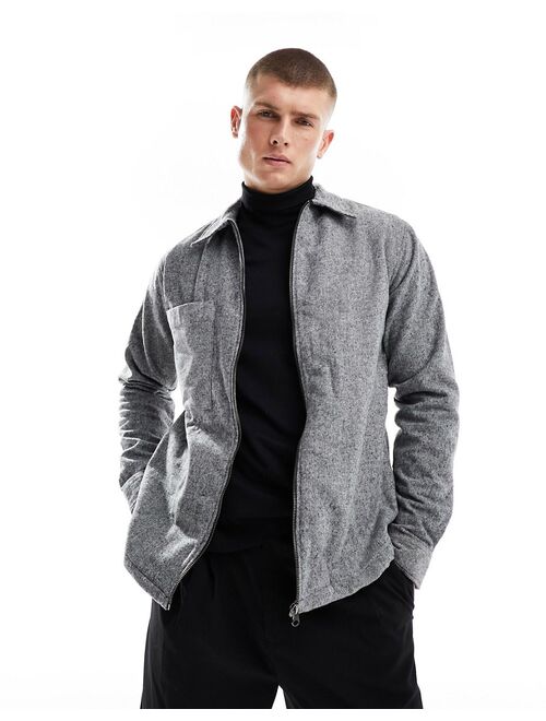 Selected Homme zip through coach jacket in gray