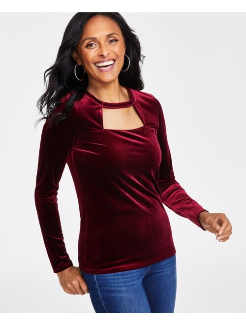 I.N.C. International Concepts INC INTERNATIONAL CONCEPTS Women's Velvet Cut-Out Top, Created for Macy's