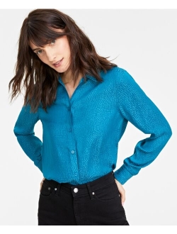 ON 34TH Women's Satin Jacquard Shirt, Created for Macy's