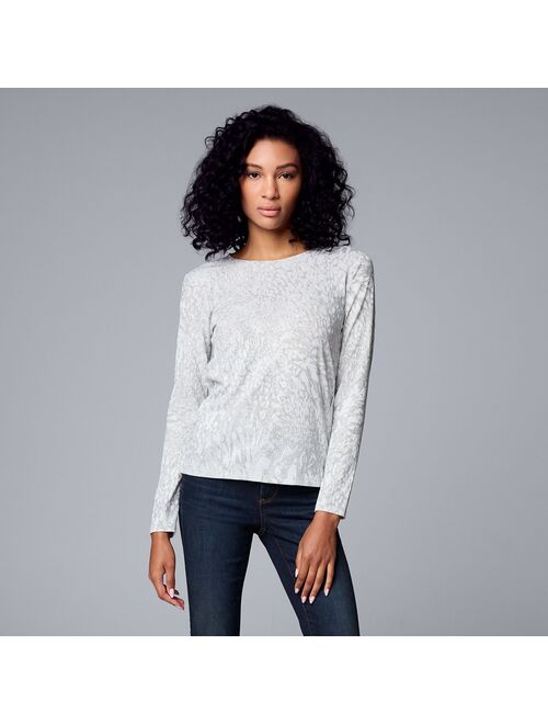 Women's Simply Vera Vera Wang Long Sleeve Crew Neck Tee