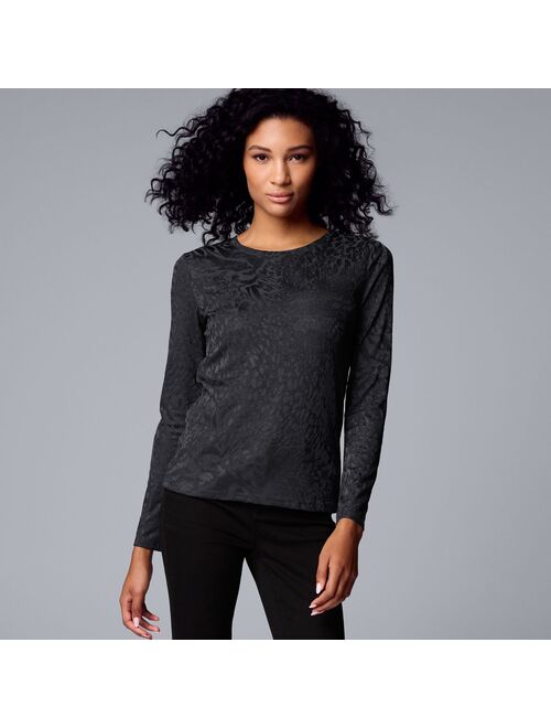 Women's Simply Vera Vera Wang Long Sleeve Crew Neck Tee