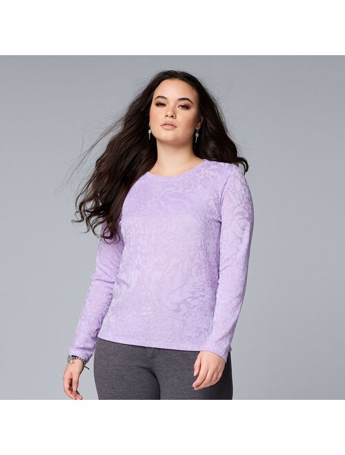 Women's Simply Vera Vera Wang Long Sleeve Crew Neck Tee