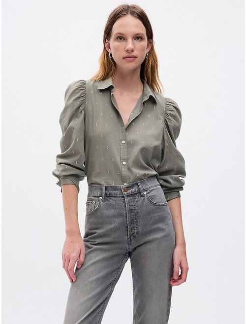 Gap Embroidered Puff Sleeve Shirt