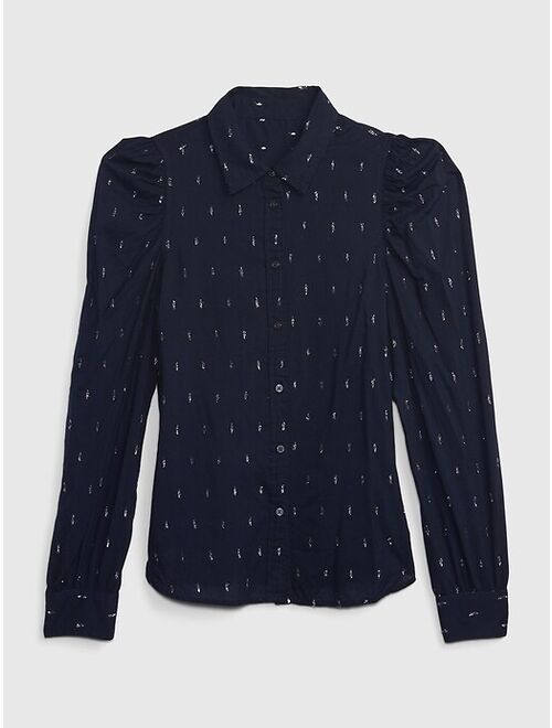 Gap Embroidered Puff Sleeve Shirt