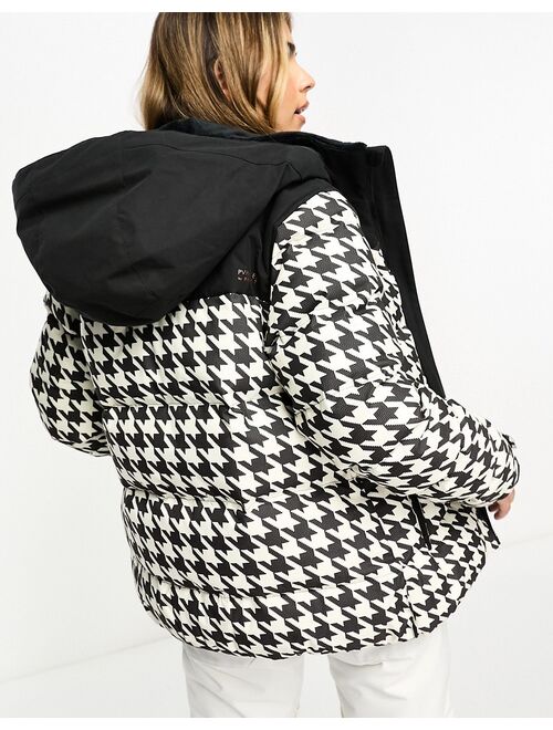 Protest Prtbreey ski jacket in black and white houndstooth