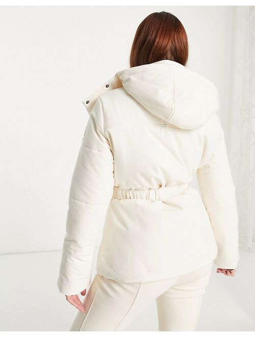 South Beach ski padded coat with belt in cream