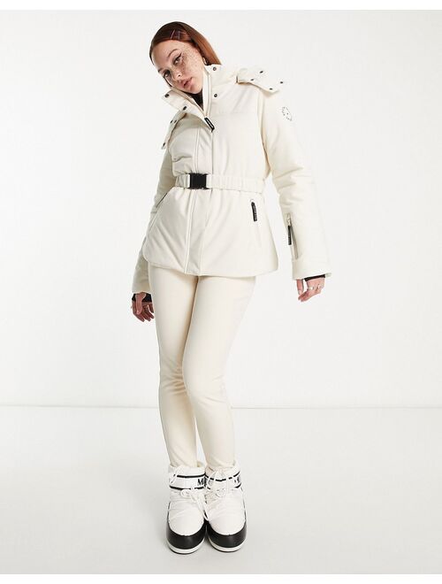 South Beach ski padded coat with belt in cream