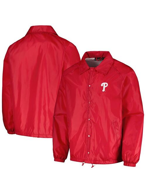 Men's Dunbrooke Red Philadelphia Phillies Coach's Raglan Full-Snap Windbreaker Jacket