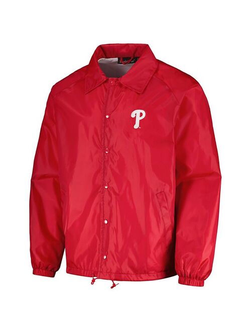 Men's Dunbrooke Red Philadelphia Phillies Coach's Raglan Full-Snap Windbreaker Jacket