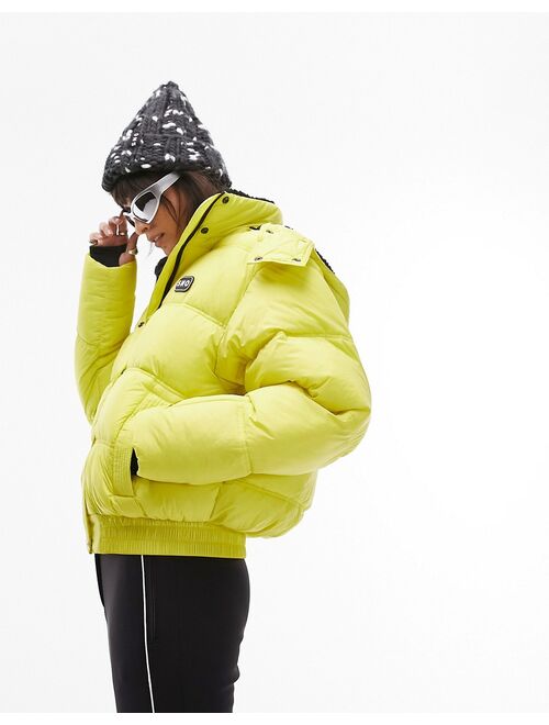 Topshop Sno ski hooded puffer jacket in chartreuse