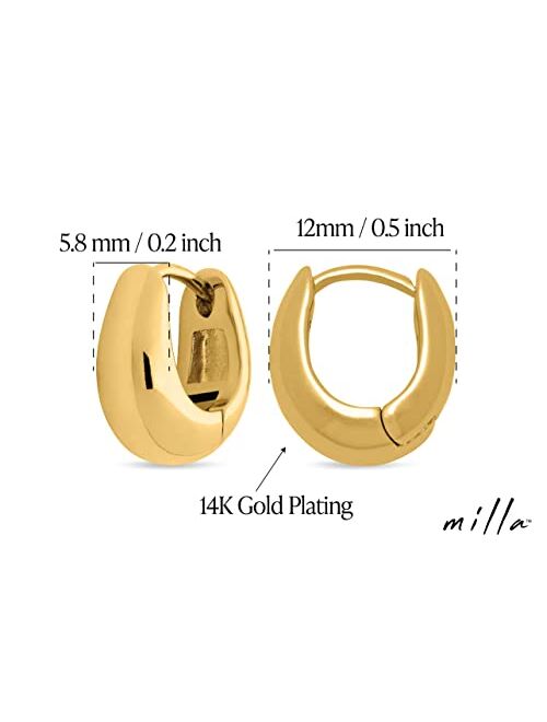 MILLA 14k Gold Huggie Earrings or Sterling Silver Huggie Earrings for Women Multipack & Individuals - Ear Huggers Earrings for Women Trendy Y2K Earrings, Preppy Earrings 