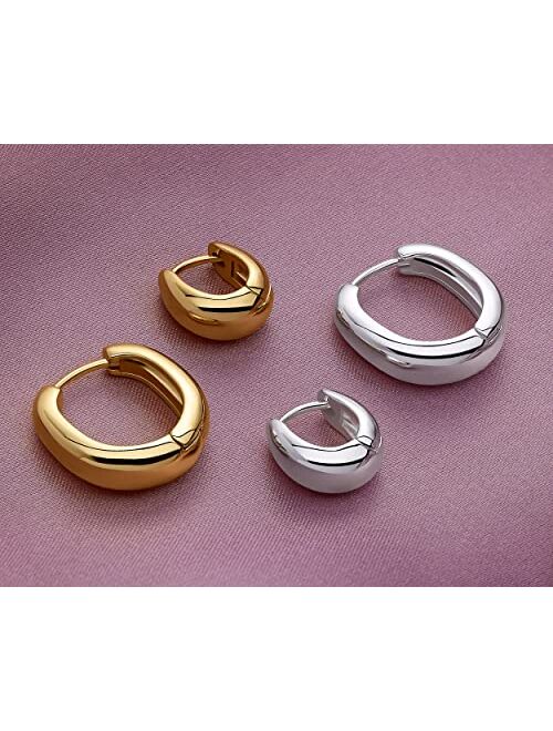 MILLA 14k Gold Huggie Earrings or Sterling Silver Huggie Earrings for Women Multipack & Individuals - Ear Huggers Earrings for Women Trendy Y2K Earrings, Preppy Earrings 