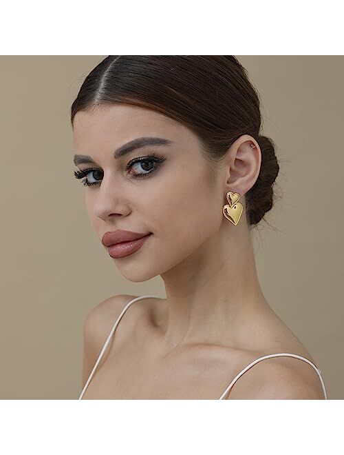 Apsvo Drop Earrings Spiral Chunky Gold Hoop Earrings Lightweight Dangle Earrings Teardrop Trendy Hypoallergenic Gold Plated Earrings Fashion Jewelry for Women Girls