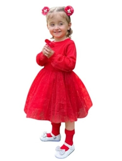 BFUSTYLE Baby Girls Tulle Dress Toddler Kids Long Sleeve Knit Dresses 1-5 Years