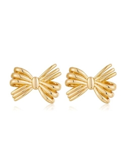 Famarine Gold And Silver Bow Earrings For Women