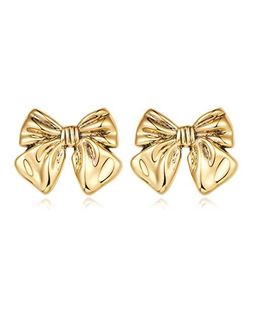 Famarine Gold And Silver Bow Earrings For Women