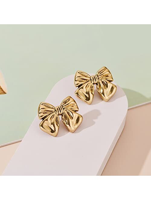 Famarine Gold And Silver Bow Earrings For Women