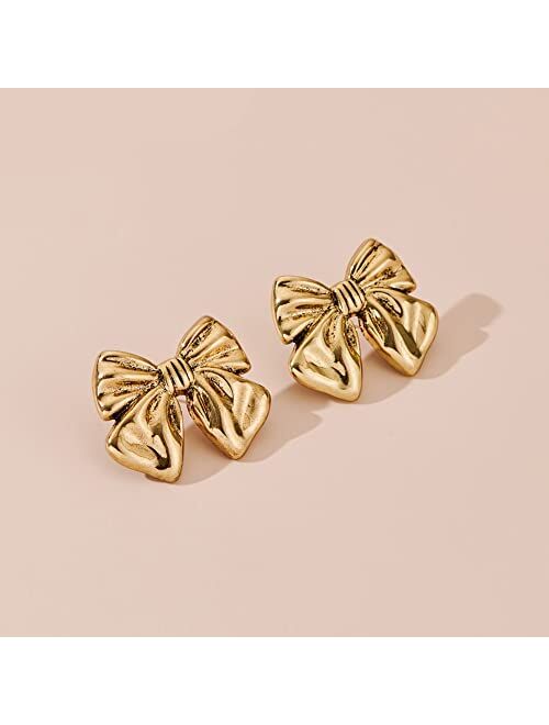 Famarine Gold And Silver Bow Earrings For Women