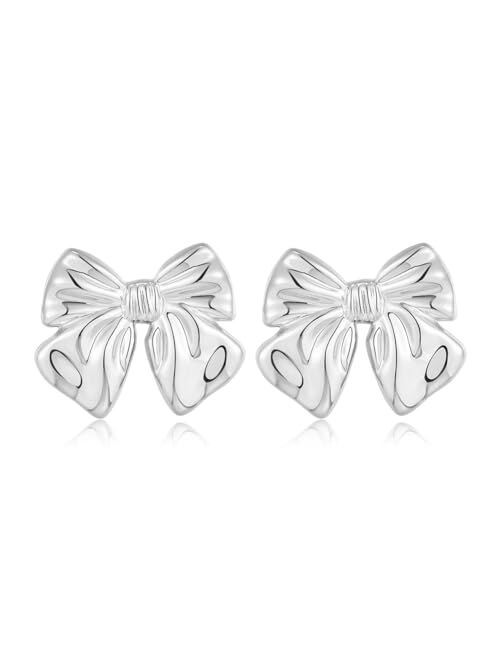 Famarine Gold And Silver Bow Earrings For Women