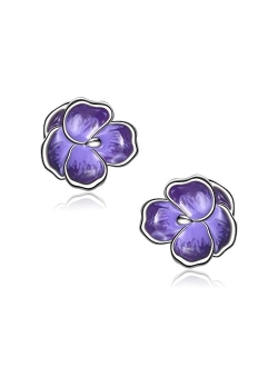 CHIC & ARTSY Flower Stud Earrings 925 Sterling Silver Flower Stud Earrings Dainty Flower Stud Earrings for Women Fashion Hypoallergenic Mothers Day Earrings Jewelry