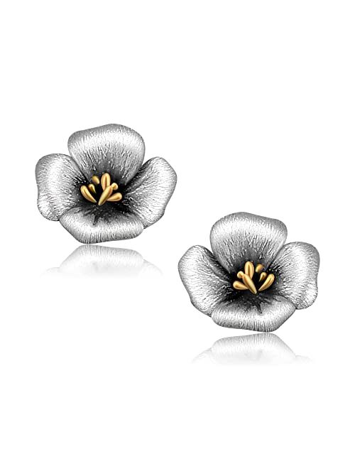 CHIC & ARTSY Flower Stud Earrings 925 Sterling Silver Flower Stud Earrings Dainty Flower Stud Earrings for Women Fashion Hypoallergenic Mothers Day Earrings Jewelry