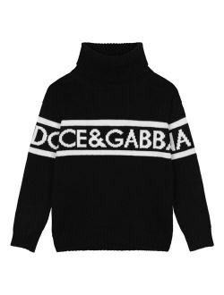 Kids intarsia-knit logo jumper