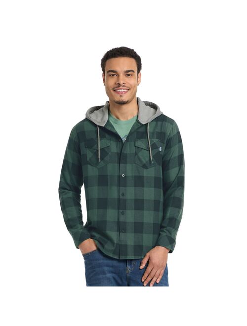 Hurley Men's Plaid Hooded Flannel Shirt