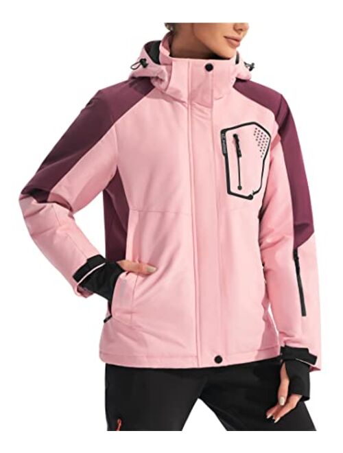 Ewedoos Snow Ski Jackets for Women with Detachable Hood Windproof Winter Snowboard Jacket Women Winter Coats for Women