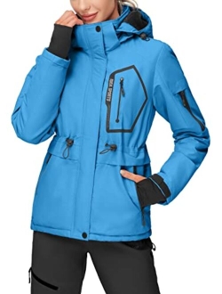 Women's Waterproof Ski Jackets Warm Winter Snow Coats Windproof Jackets Outdoor Mountain Hooded Raincoat with Pockets