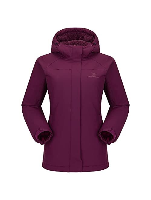 CAMEL CROWN Women's Waterproof Ski Jacket Winter Coat Windbreaker Fleece Inner Snow Hiking Outdoor