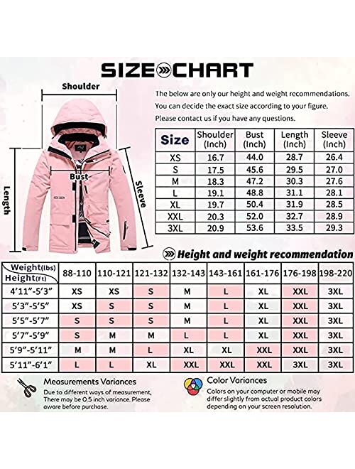 SNOWVERB Winter Warm Waterproof Skiing Jacket Snowboard Coat with Hood Outdoor Snow Ski Jackets