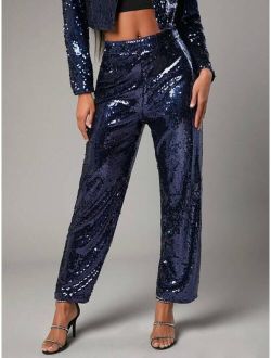 SHEIN BAE Sequin Straight Leg Pants