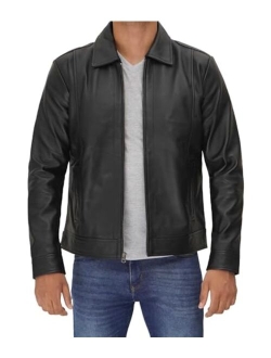 Black Leather Jacket Casual Fashion Cafe Racer Motorcycle Style real Lambskin Leather Jackets For Men