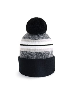 CHOK.LIDS Plain Color Stripe Beanies for Men and Women Soft Acrylic Knit Cuffed Beanie Cap Winter Hat Outdoor