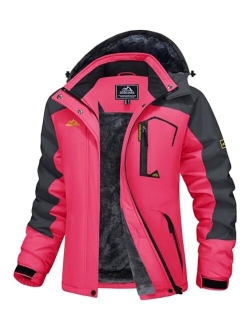 Women's Ski Jacket Waterproof Insulated Snow Jacket Warm Windproof Winter Coats with Hood Fleece Lined Jacket