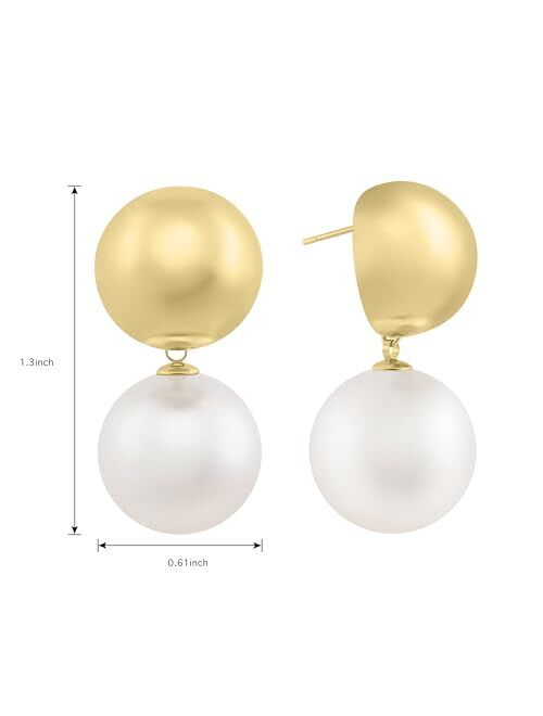 Livreo gold pearl earrings 14k pearl earrings big gold earring with pearl bling pearl earrings for women Trendy Huggie Girls jewelry Gifts