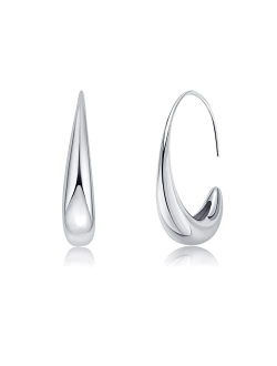 WSKFLY Lightweight Teardrop Hoop Earrings for Women 18k White Gold/Gold Plated Large Oval Hoop Earrings for Teen Girls High Polished Statement Hoop Earrings Jewelry Gifts