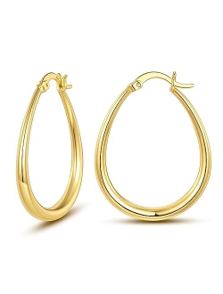 KissYan Gold Chunky Hoop Earrings for Women, 14K Gold Plated Statement Thick Hollow Twist Tube Huggie Hoops Earrings Sterling Silver Post Hypoallergenic Fashion Jewelry G