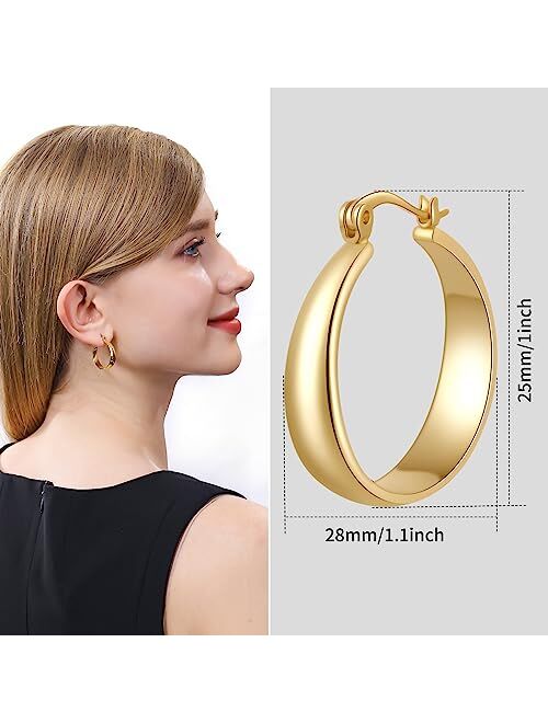 ToHeart 14k chunky Gold Plated Hoop Earrings for Womens Lightweight Hypoallergenic Small Gold Hoop Earrings