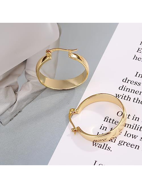 ToHeart 14k chunky Gold Plated Hoop Earrings for Womens Lightweight Hypoallergenic Small Gold Hoop Earrings