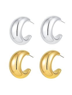 Vuleto Earring Dupes Extra Large Big Chunky Gold Hoop Earrings for Women Girls, Tear Drop Lightweight Gold Plated Earrings Fashion Jewelry