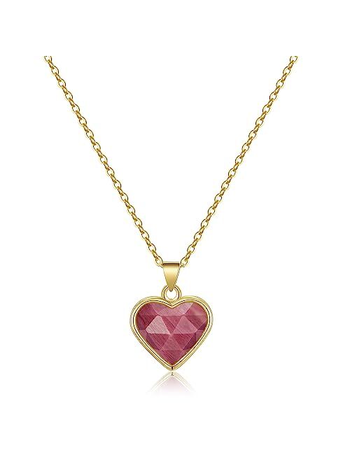 KissYan Healing Crystal Necklace, 14K Gold Plated Natural Energy Stone Pendant Necklace Reiki Quartz Amethyst Citrine Gemstone Spiritual Jewelry Gifts for Women Girls